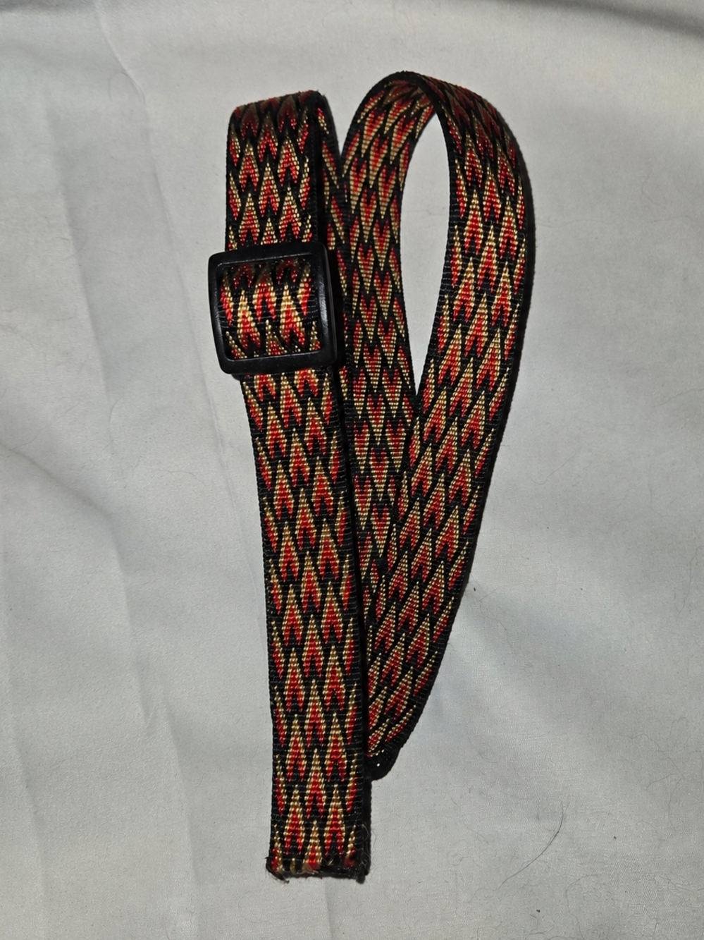 Vintage Bison Designs Woven 40" Adj Belt Red Black Tan Southwestern Geometric